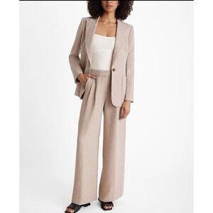 NWT Express Stylist Pants Womens 10 Cream Wide Leg High Rise Trouser Career Work